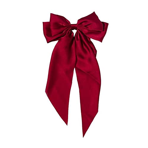 Qixiu Haarspange Bowknot Haarnadel Vintage Mode Band Haarspange Satin Frauen Schleife Stirnband Schweißvorhang Schiene (Wine, One Size) von Qixiu