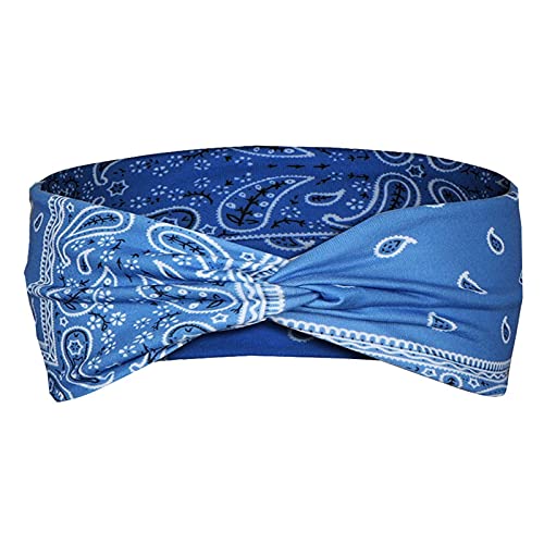 Qixiu Hair Women Bandana Wrap Elastisches Stirnband Stirnband Stirnband Druck Stirnband Bartperlen Set (Blue, S) von Qixiu