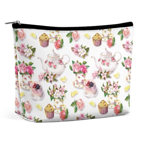 Qjjinxior Kosmetiktasche, Igel-Make-up-Tasche, tragbarer Kulturbeutel mit Reißverschluss für den täglichen Gebrauch, Reisen, Kuchen- und Teekanne, Blumenmuster, Einheitsgröße Qjjinxior Kosmetiktasche, Igel-Make-up-Tasche, tragbarer Kulturbeutel mit Reißverschluss für den täglichen Gebrauch, Reisen, Kuchen- und Teekanne, Blumenmuster, Einheitsgröße von Qjjinxior
