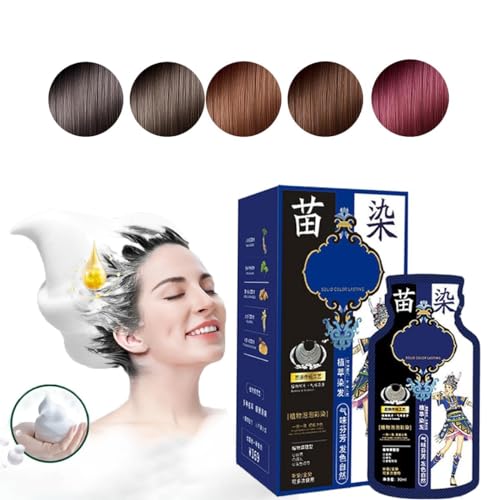 Miao-Ethnic Plant Extract Bubble Hair Dye Cream, 3 in 1 Plant Bubble Hair Dye Shampoo, Natural Hair Dye Shampoo for Women and Men, 10pcs/Box (Chestnut Brown) von Qklovni