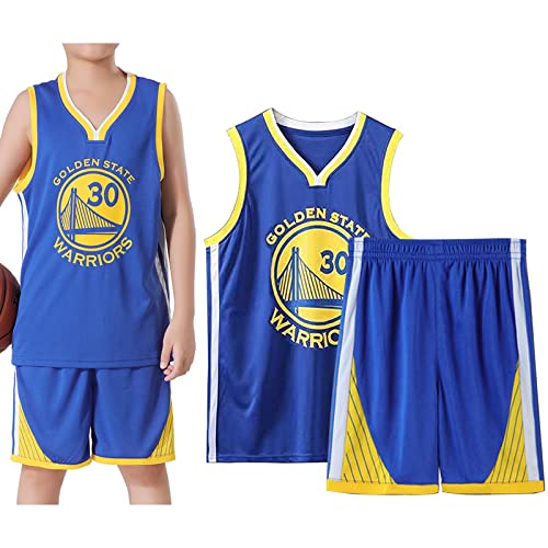 Qkydky Basketball Kinder Trikot 2 Stücke,Mode Basketball Kleidung Kinder,Jungen Basketball Trikot Kinder,Basketball Kinder Kleidung Jungs,Basketball Jersey(Blau, 2XL, für 11-14Jahre) von Qkydky