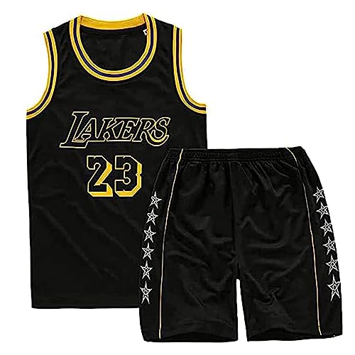 Qkydky Basketball Trikot, Basketball Trikot Kinder, Basketball Jersey, Jungen Basketball Trikot, Basketball Kinder Trikot 2 Stücke,1 Oberteil + 1 Hose(Schwarz#23,L, 7-8 Jahre) von Qkydky