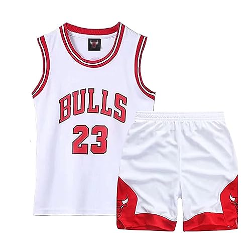 Basketball Kinder Trikot 2 Stücke,Mode Basketball Kleidung Kinder,Jungen Basketball Trikot Kinder,Basketball Kinder Kleidung Jungs,Basketball Jersey,Basketball Weste Kinder(Weiß , S, für 3-4 Jahre) von Qkydky