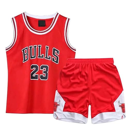 Qkydky Basketball Kinder Trikot 2 Stücke,Mode Basketball Kleidung Kinder,Jungen Basketball Trikot Kinder,Basketball Kinder Kleidung Jungs,Basketball Jersey(Rot, 2XL, für 11-14Jahre) von Qkydky