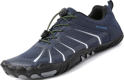 Qomo goose Barfußschuhe Damen Barfussschuhe Herren Fitnessschuhe Traillaufschuhe Weich Leicht rutschfest Trainingsschuhe Tragbar Breiter Zehenbox, Outdoor & Indoor(Blau 36 EU) von Qomo goose