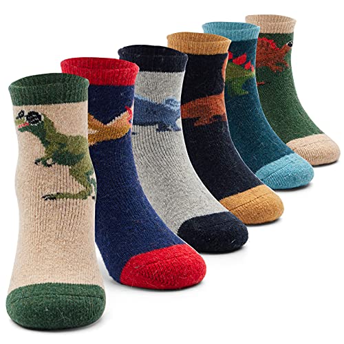 Qterdiz Jungen Wollsocken Kinder Warme Wintersocken Dicke Socken Thermosocken 6 Paar Dino 27-30/5-7 Jahre Qterdiz Jungen Wollsocken Kinder Warme Wintersocken Dicke Socken Thermosocken 6 Paar Dino 27-30/5-7 Jahre von Qterdiz