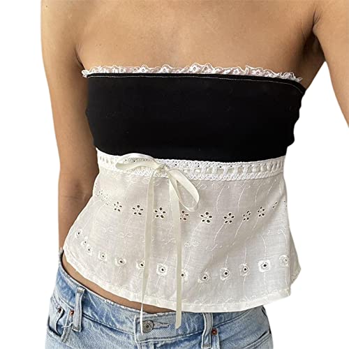 Qtinghua Y2k Tube Tops für Frauen Mode Spitzenbesatz Trägerlos Durchsichtiges Mesh Crop Top Sexy Bandeau Camisole Tank Top Streetwear, D# Schwarz, 36 Qtinghua Y2k Tube Tops für Frauen Mode Spitzenbesatz Trägerlos Durchsichtiges Mesh Crop Top Sexy Bandeau Camisole Tank Top Streetwear, D# Schwarz, 36 von Qtinghua