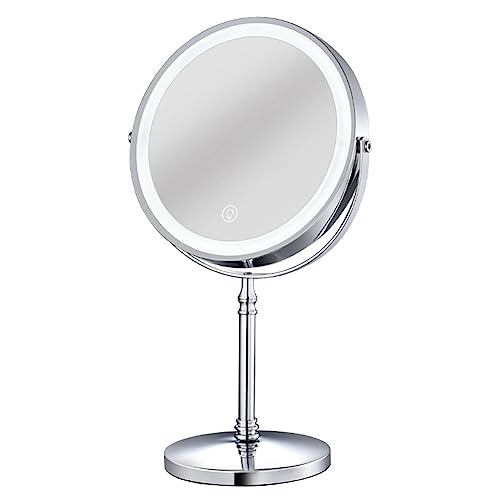 Qtynudy 1Set 10-Fache LED-Spiegelvergrößerung, Kosmetikspiegel, 2-Seitige Helligkeit mit 3 Farben A von Qtynudy