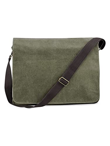 Quadra Vintage Canvas Despatch Bag, Größe:40 x 30 x 12 cm, Farbe:Vintage Military Green von Quadra