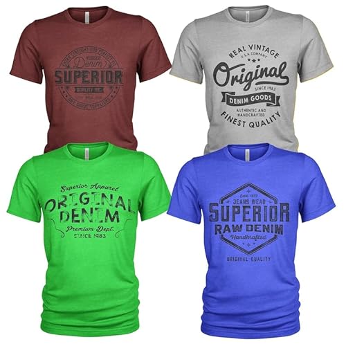 4er-Pack lässiges Herren-T-Shirt-Set mit O-Ausschnitt von Quarter Mile Clothing