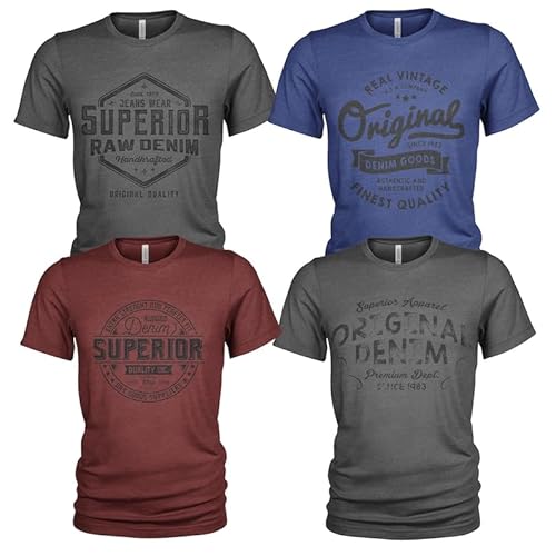 4er-Pack lässiges Herren-T-Shirt-Set mit O-Ausschnitt von Quarter Mile Clothing