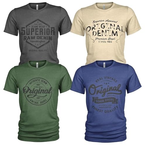 4er-Pack lässiges Herren-T-Shirt-Set mit O-Ausschnitt von Quarter Mile Clothing