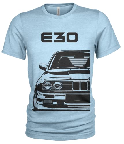 E30 M3 Street Style Herren T-Shirt #1957 (M, Lichtblau) von Quarter Mile Clothing