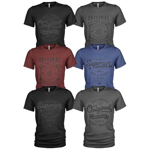 Herren 6er Pack T-Shirt Set Lässiges T Shirt mit O-Ausschnitt von Quarter Mile Clothing