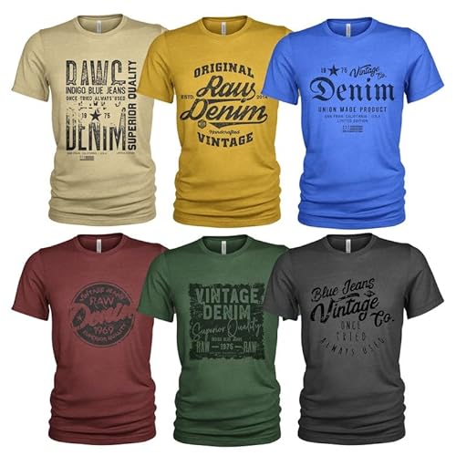 Herren 6er Pack T-Shirt Set Lässiges T Shirt mit O-Ausschnitt von Quarter Mile Clothing