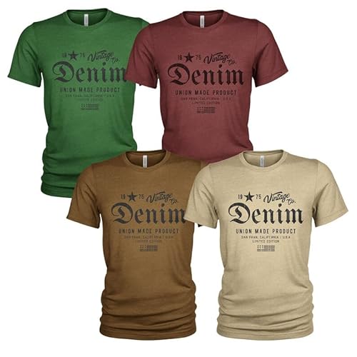 Herren T-Shirt Pack 4er Pack Lässiges T Shirt für Herren mit O-Ausschnitt von Quarter Mile Clothing