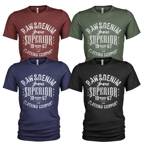 4er-Pack lässiges Herren-T-Shirt-Set mit O-Ausschnitt, Freizeitkleidung von Quarter Mile Clothing