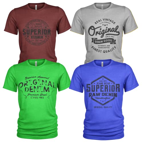 Herren T-Shirt Pack 4er Pack Lässiges T Shirt für Herren mit O-Ausschnitt von Quarter Mile Clothing