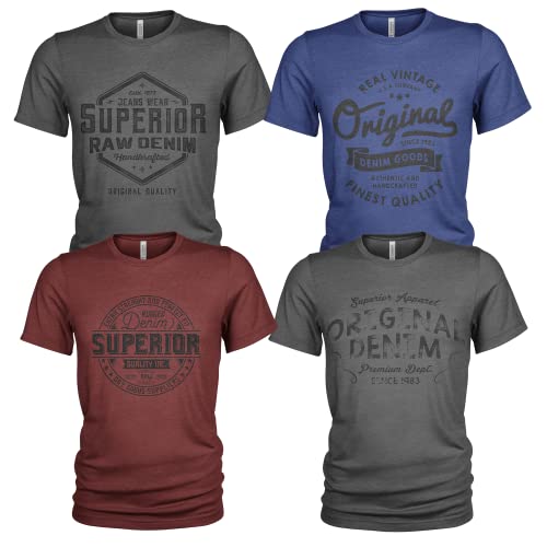 Herren T-Shirt Pack 4er Pack Lässiges T Shirt für Herren mit O-Ausschnitt von Quarter Mile Clothing