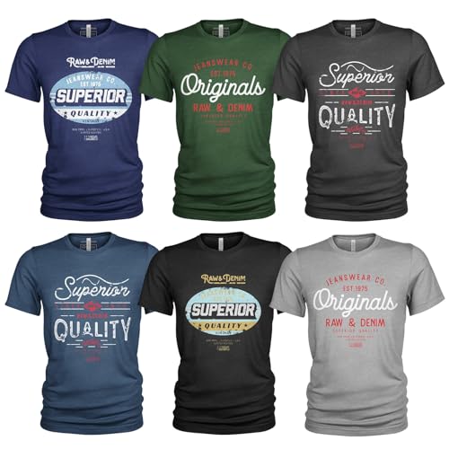 Quarter Mile Clothing Herren 6er Pack T-Shirt Set Lässiges T Shirt mit O-Ausschnitt von Quarter Mile Clothing