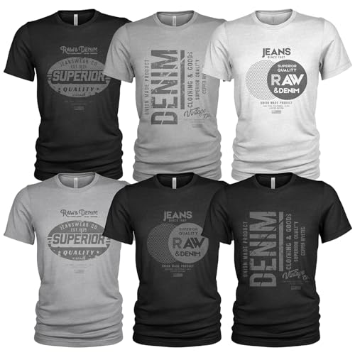 Superior Raw Denim 6er Pack T-Shirt für Herren von Quarter Mile Clothing