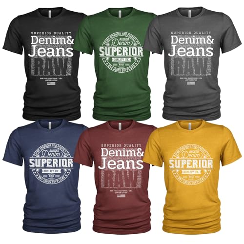 Superior Raw Denim 6er Pack T-Shirt für Herren von Quarter Mile Clothing