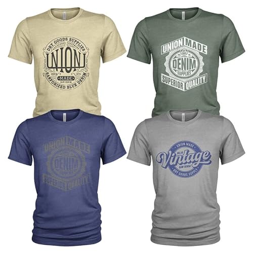 Union Made Raw Denim T-Shirt Pack 4er Pack Lässiges T Shirt für Herren mit O-Ausschnitt #3 von Quarter Mile Clothing
