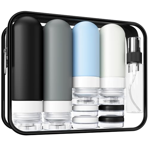18 Stück Reiseflaschen für Toilettenartikel, original patentiert, TSA-zugelassene Behälter in Reisegröße, auslaufsichere Silikon-Shampoo- und Conditioner-Flaschen, für Damen und Herren 18 Stück Reiseflaschen für Toilettenartikel, original patentiert, TSA-zugelassene Behälter in Reisegröße, auslaufsichere Silikon-Shampoo- und Conditioner-Flaschen, für Damen und Herren von Quatish