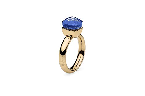 Qudo Firenze Edelstahl gold Ring mit "blue" Stein (blau) (54 (17.2)) von Qudo