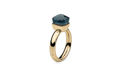 Qudo Firenze Edelstahl gold Ring mit "london blue" Stein (blau türkis) (54 (17.2)) von Qudo