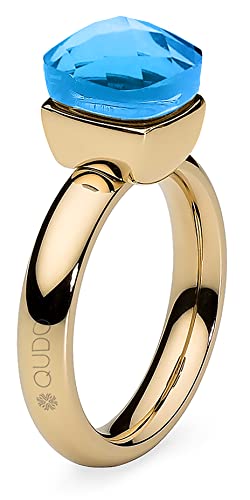 Qudo Firenze Edelstahl gold farbenem Ring mit Farbstein capri (blau) (54 (17)) von Qudo