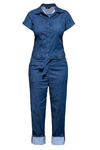 Queen Kerosin Damen Denim Jeans Jumpsuit | Vintage | Coolmax | Bindegürtel Und Eingrifftaschen von Queen Kerosin