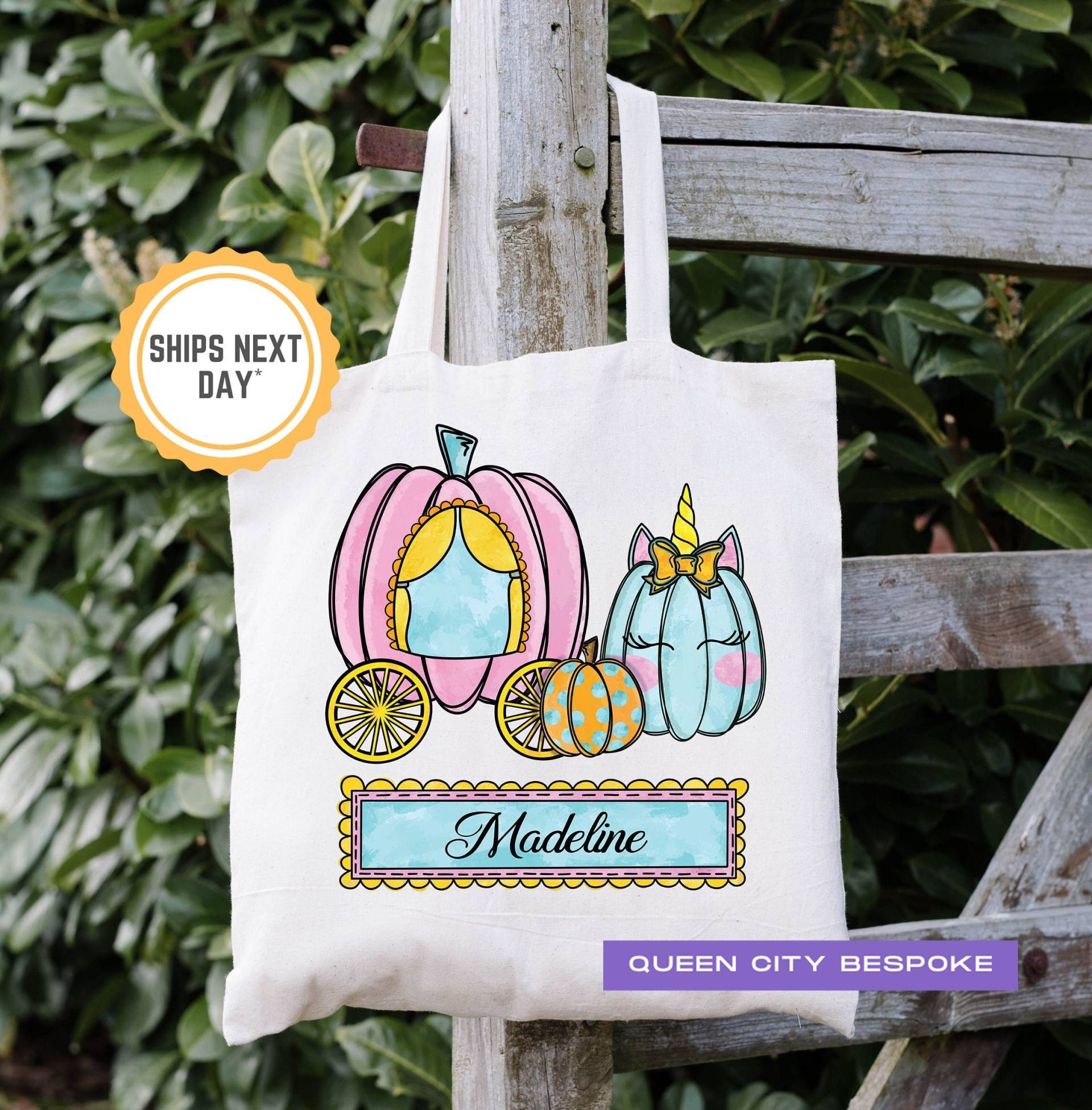 Mädchen Halloween Leckerlibeutel, Name Personalisierte Kürbis Tasche, Prinzessin Tasche von QueenCityBespoke