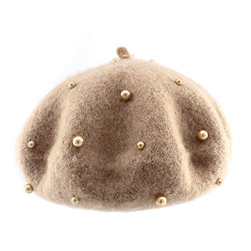 Queenbox Mädchen Faux Pearl Barett Mütze, Kinder Candy Color Herbst Winter Mütze Kleinkind & Baby, Khaki von Queenbox