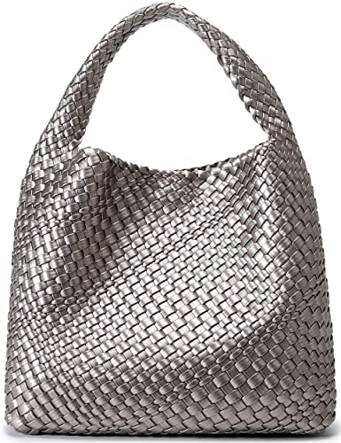 Queenoris Damen 1134 Tragetasche, Schultertasche, Handtasche, Silber von Queenoris