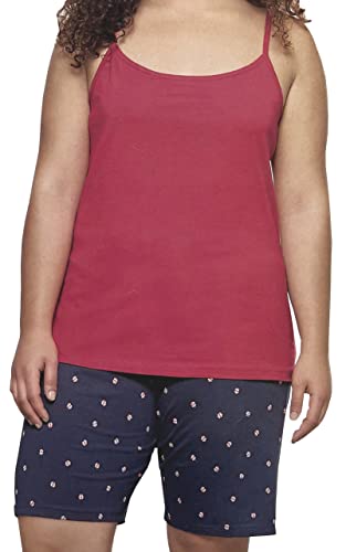 Queentex Damen Schlafanzug Shorty Pyjama Set aus 100% Baumwolle (Bio) 44 46 48 50 52 54 Rot Rosa (44-46, Rot) von Queentex