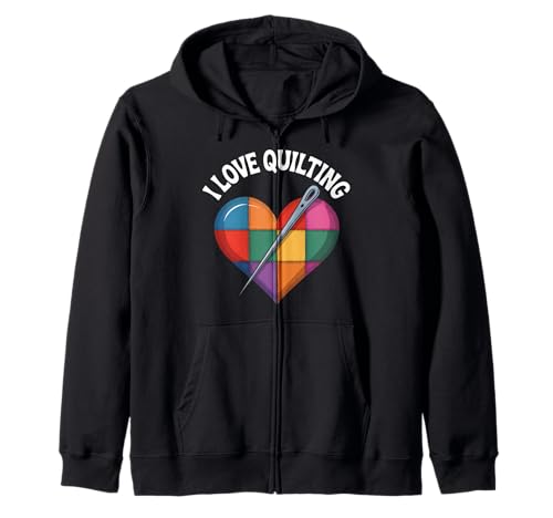 I Love Quilting Stricknadel mit Herzmuster Kapuzenjacke I Love Quilting Stricknadel mit Herzmuster Kapuzenjacke von Quilting Passion Heart Sewing Art