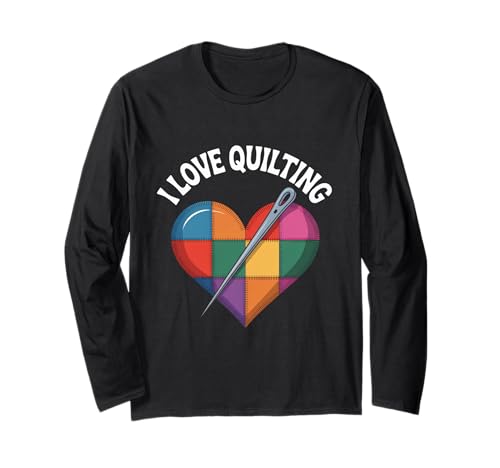 I Love Quilting Stricknadel mit Herzmuster Langarmshirt I Love Quilting Stricknadel mit Herzmuster Langarmshirt von Quilting Passion Heart Sewing Art