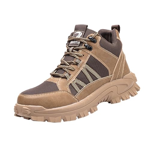 Arbeitsschuhe Herren Sicherheitsschuhe,für Männer und Frauen Atmungsaktive Leichte Pannensichere Work Construction Sneakers,Brown▂47 von Quiteyan