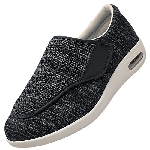 Closed Toe Memory Foam House Schuhe,Damen und Herren Therapeutische Diabetiker Schuhe Breiten für Geschwollene, Breite und Diabetische Füße,Dark Grey,43 von Quiteyan