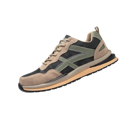 Herren Sicherheitsschuhe,für Männer und Frauen Atmungsaktive Leichte Pannensichere Work Construction Sneakers,Khaki▂45 von Quiteyan