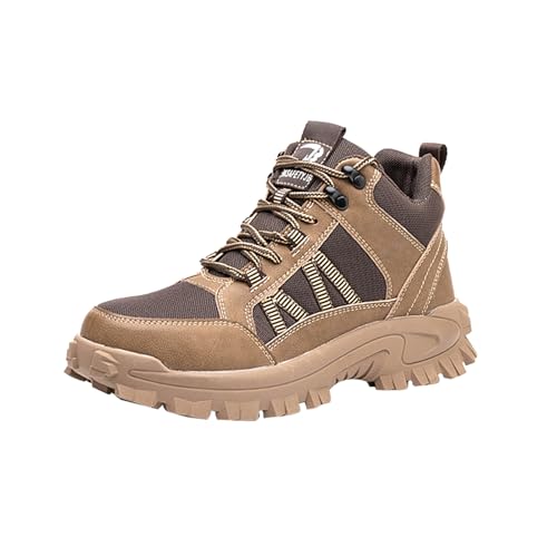 Quiteyan Arbeitsschuhe Herren Sicherheitsschuhe,Sicherheitsschuhe Herren Leicht Atmungsaktiv Schutzschuhe Stahlkappe Schuhe,Khaki,37 von Quiteyan