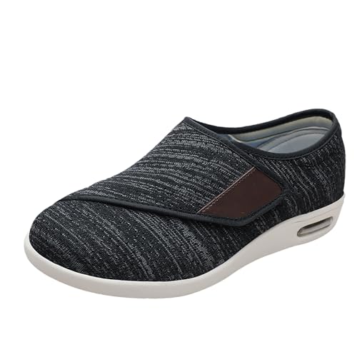 Quiteyan Herren Hausschuhe aus Memory Foam,Hausschuhe Schuhe für Männer Arthritis Ödem Verstellbare Verschluss Memory Foam Hausschuhe,Dark Grey,38 von Quiteyan