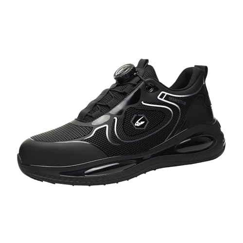 Quiteyan Leicht Stahlkappenschuhe Unisex,Sicherheitsschuhe Leicht Stahlkappenschuhe Sportlich Atmungsaktiv Schutzschuhe mit Stahlkappe,Black▂38 von Quiteyan