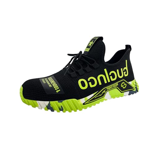 Quiteyan Sicherheitsschuhe Damen,Herren Damen Arbeitsschuhe Leicht Sportlich Atmungsaktiv Schutzschuhe Stahlkappe Sneaker,Fluorescent Green,47 von Quiteyan