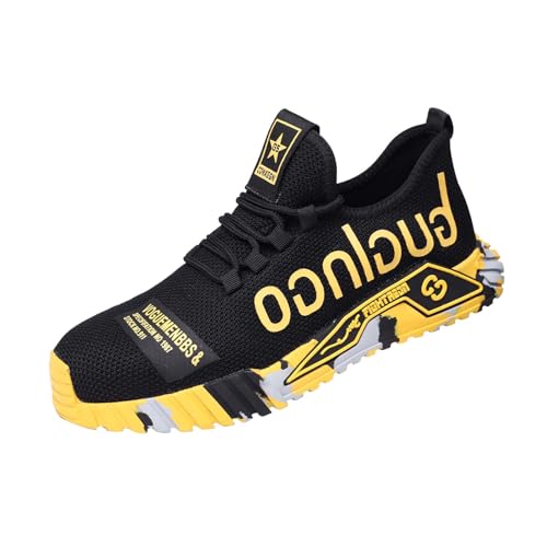 Quiteyan Sicherheitsschuhe Herren Damen,Sicherheitsschuhe Leicht Stahlkappenschuhe Sportlich Atmungsaktiv Schutzschuhe mit Stahlkappe,Yellow▁40 von Quiteyan