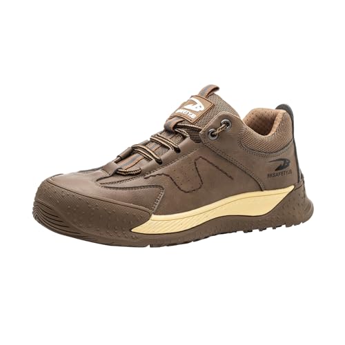 Quiteyan Sportlich Atmungsaktiv Schutzschuhe,Bequeme Sicherheitsarbeitsschuhe Atmungsaktive Arbeitsschutzschuhe Construction Warehouse,Brown,39 von Quiteyan