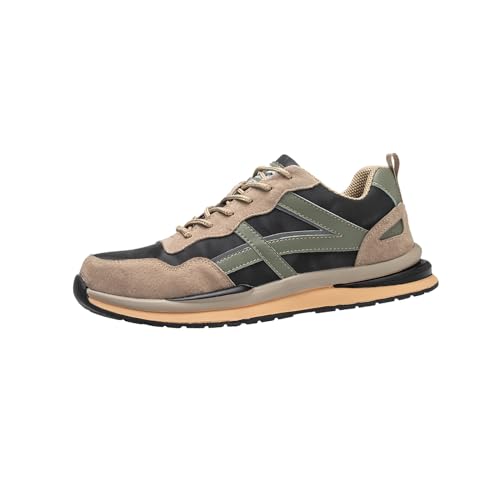 Quiteyan Stahlkappe Sneaker Männer Arbeits & Berufsschuhe,Leichte Sicherheitsschuhe, atmungsaktive Sicherheitstrainer, rutschfeste, pannensichere Arbeitsschuhe,Coffee Color,44 von Quiteyan