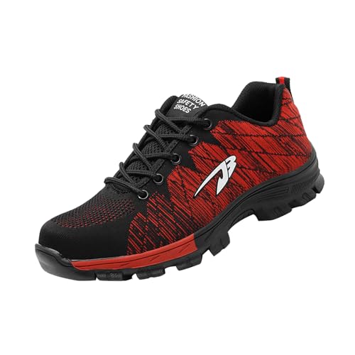 Quiteyan leichte Sicherheitsschuhe Herren,Arbeitsschuhe Mit Stahlkappe Sportlich Leichtgewicht Breathable rutschfeste Schutzschuhee Unisex,red▁36 von Quiteyan