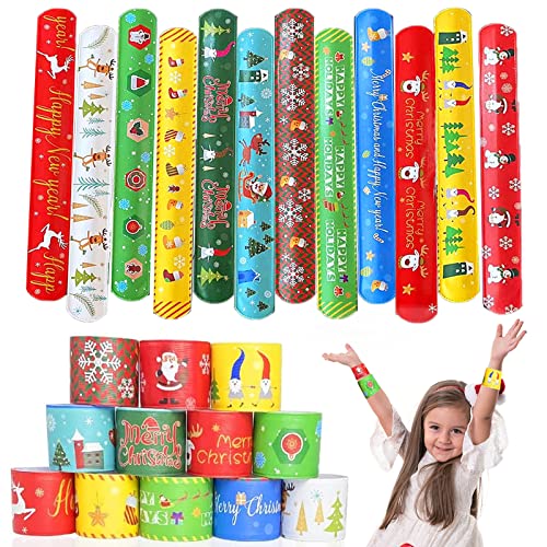 48 Stück Schnapparmband, Slap Armband für Kinder, Schnapparmband Weihnachten, Slap Armband Klatscharmband Klapparmband, Slap Armband zum Kindergeburtstag Party für Jungen Mädchen (48 Stück) von Qunkun